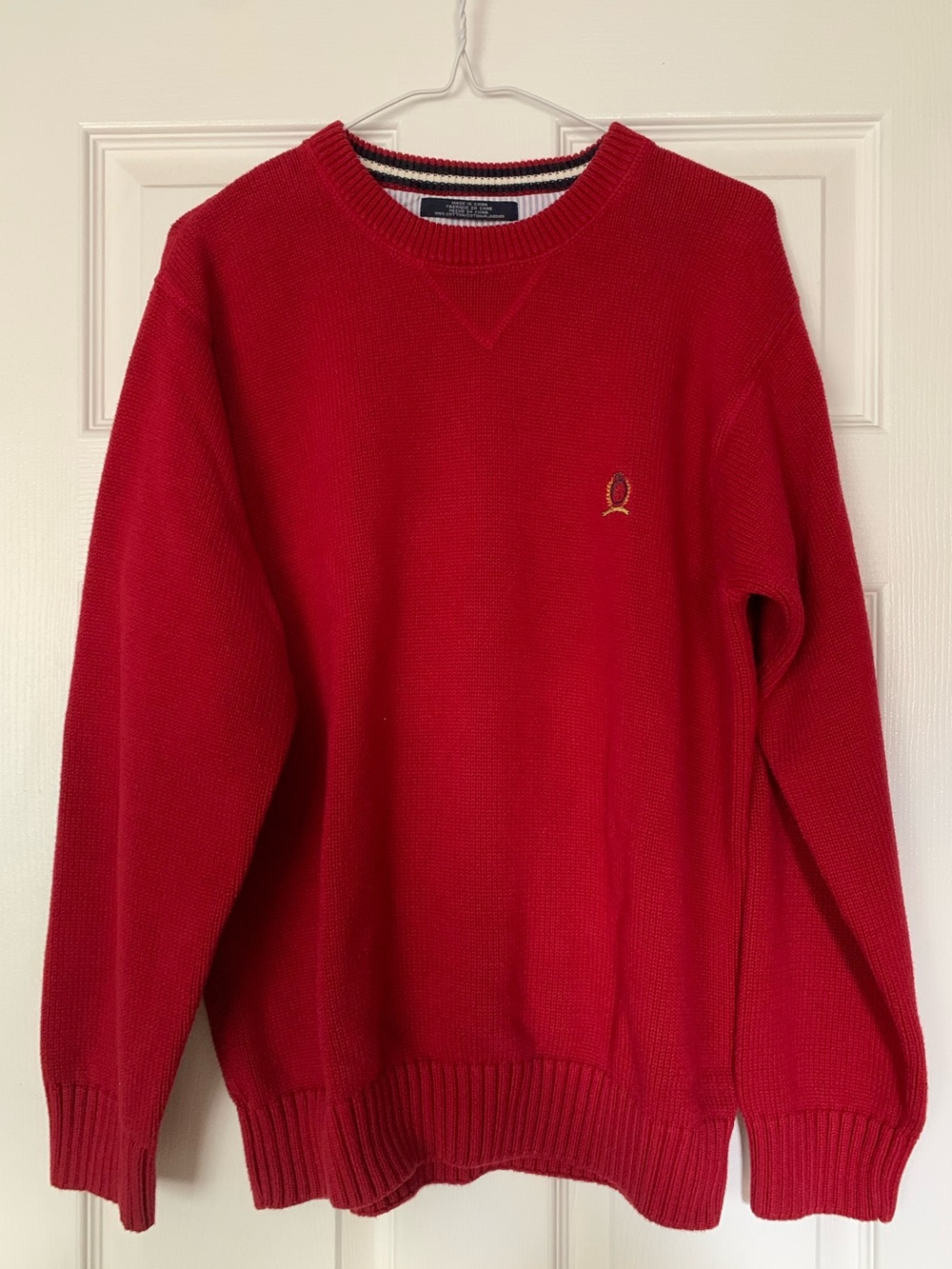 Tommy Hilfiger Red Crewneck Knit Sweater